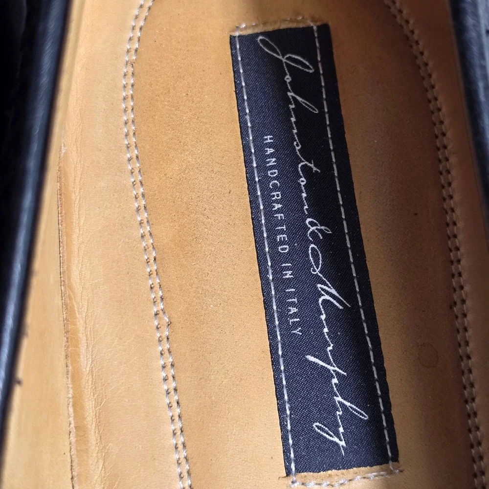 Johnston & Murphy‎ Tassel Loafers Black Exotic Ostrich Leather Italian Mens 13 M
